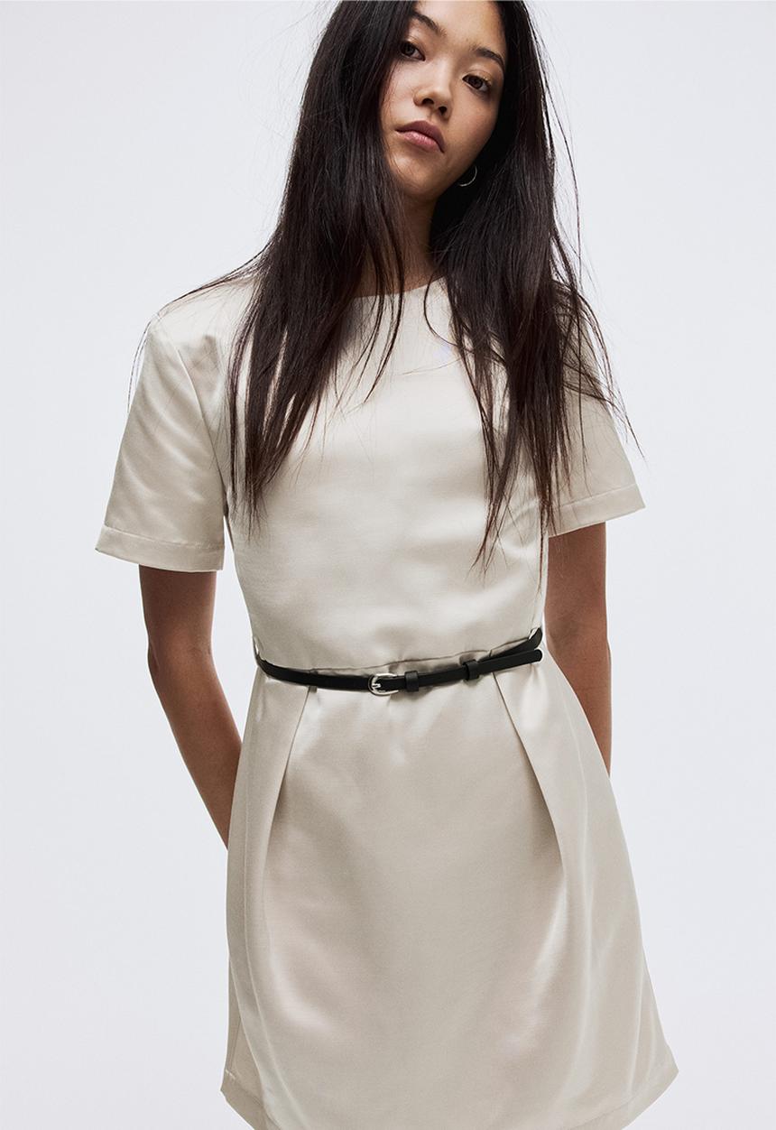 H&M - Belted shift dress - light beige