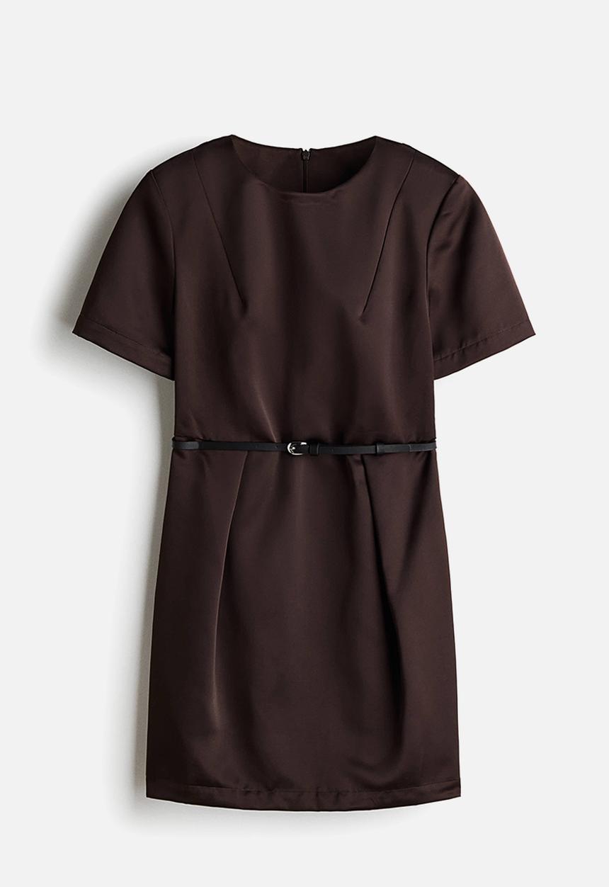 H&M - Belted shift dress - dark brown