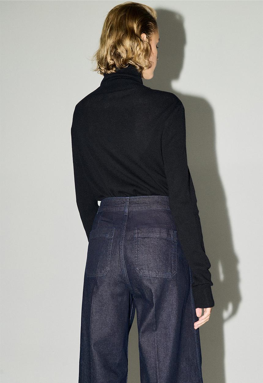 H&M - Wide high ankle jeans - dark denim blue