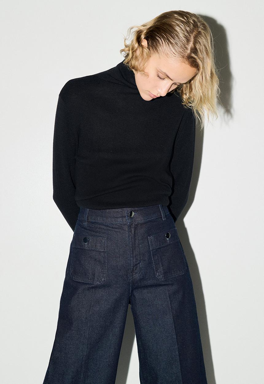 H&M - Wide high ankle jeans - dark denim blue