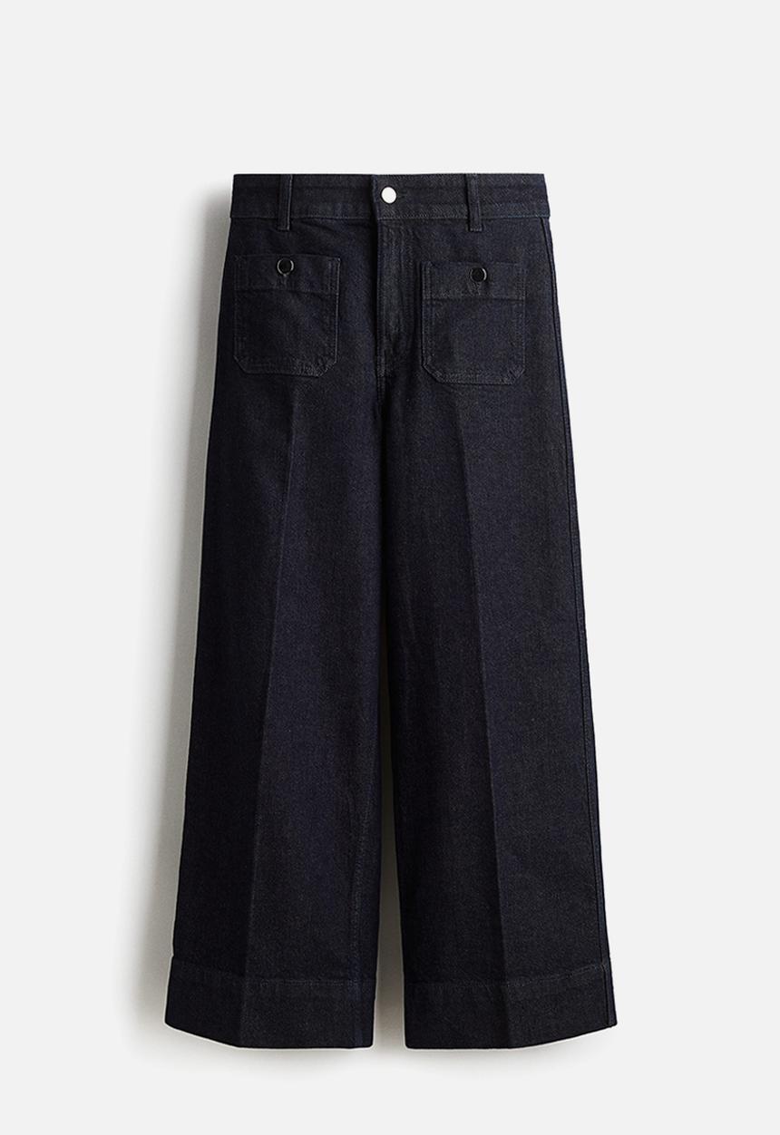 H&M - Wide high ankle jeans - dark denim blue