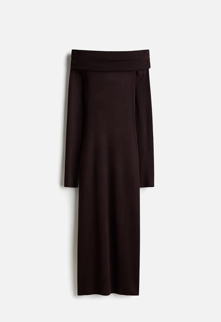 H&M - Off-the-shoulder dress - dark brown