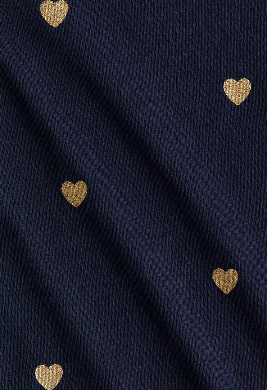 H&M - Printed flutter-sleeved top -  navy blue/hearts