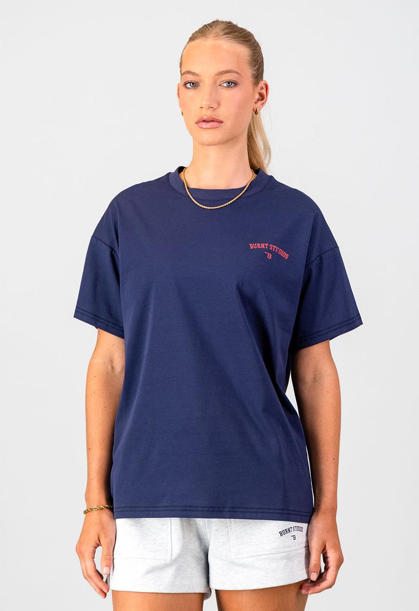 Burnt  - Academy Oversized Tee - Navy