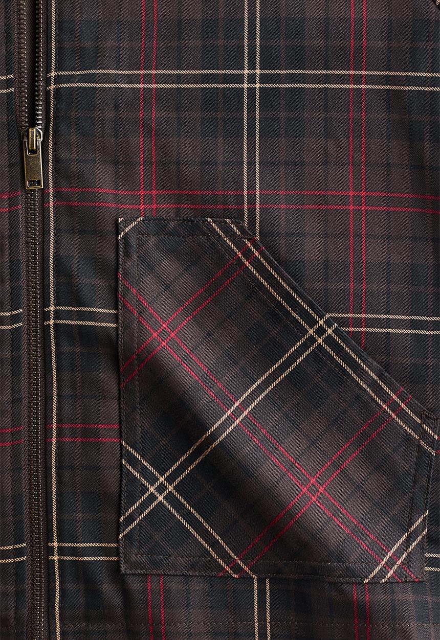 H&M - Corduroy-collar twill jacket - dark brown checked