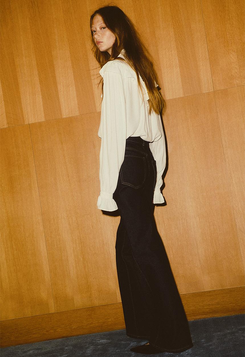 H&M - Frill-trimmed blouse - cream 