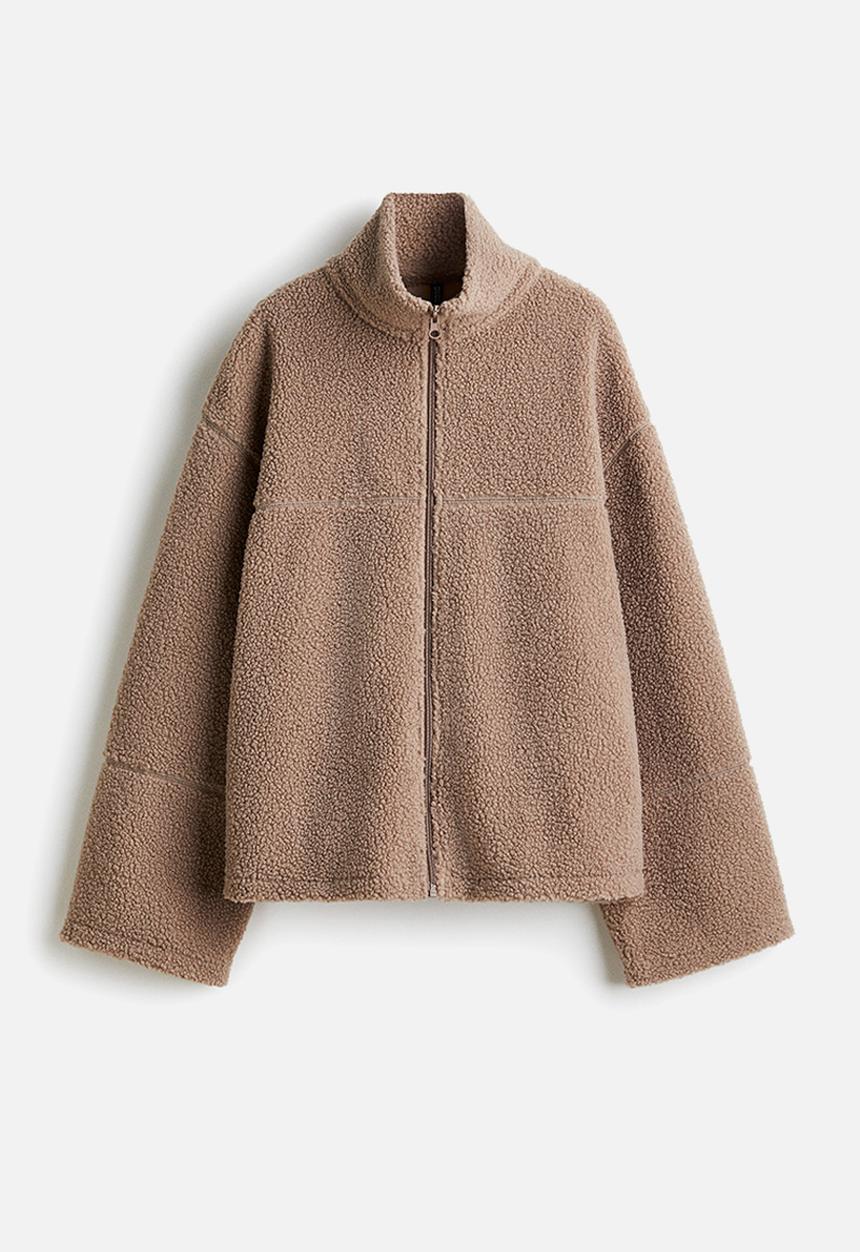 H&M - Zip-through teddy sweatshirt - dark mole