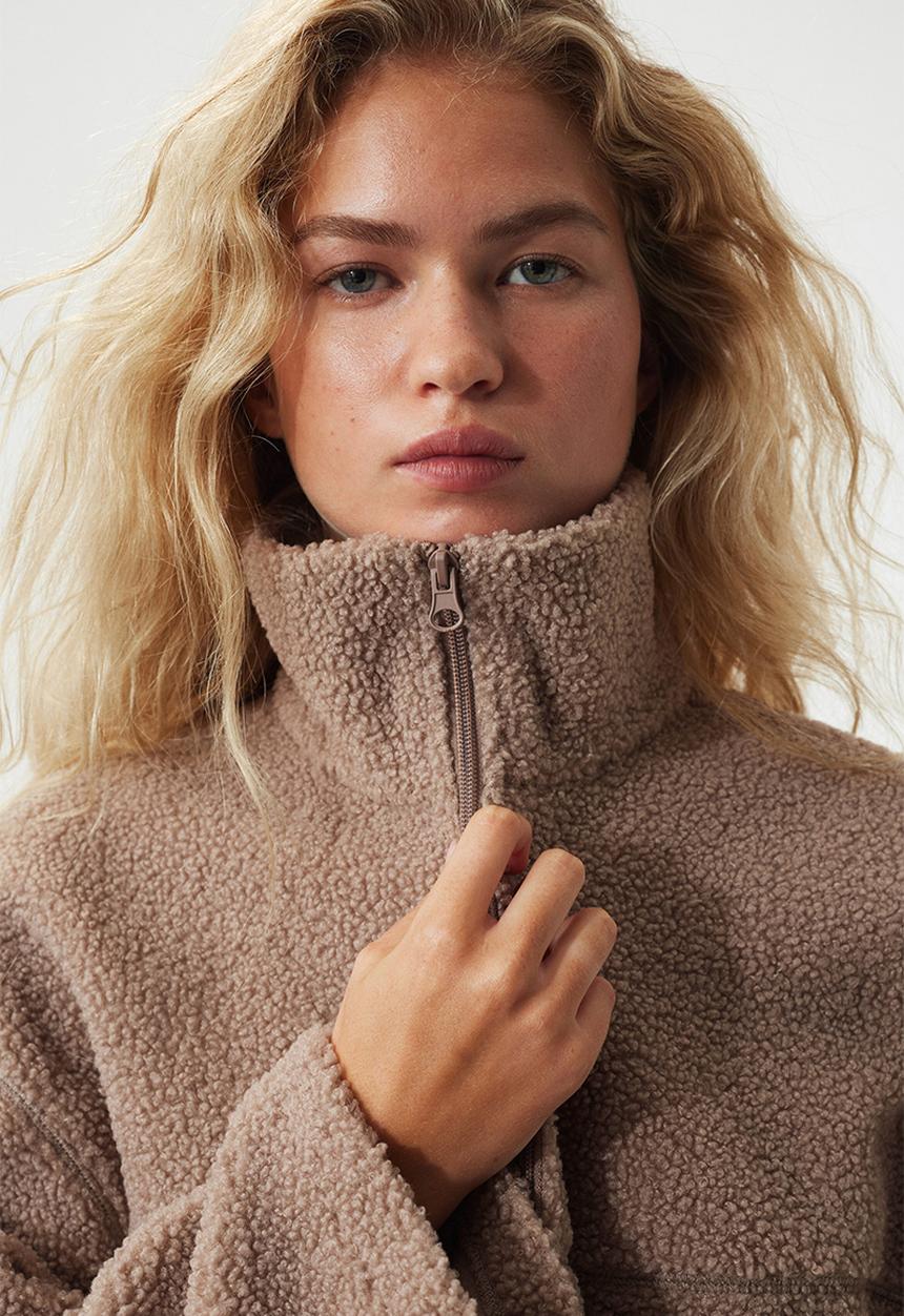 H&M - Zip-through teddy sweatshirt - dark mole