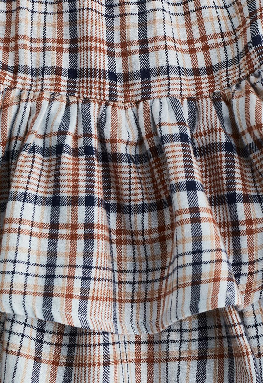 H&M - Tiered drawstring skirt - light blue/checked
