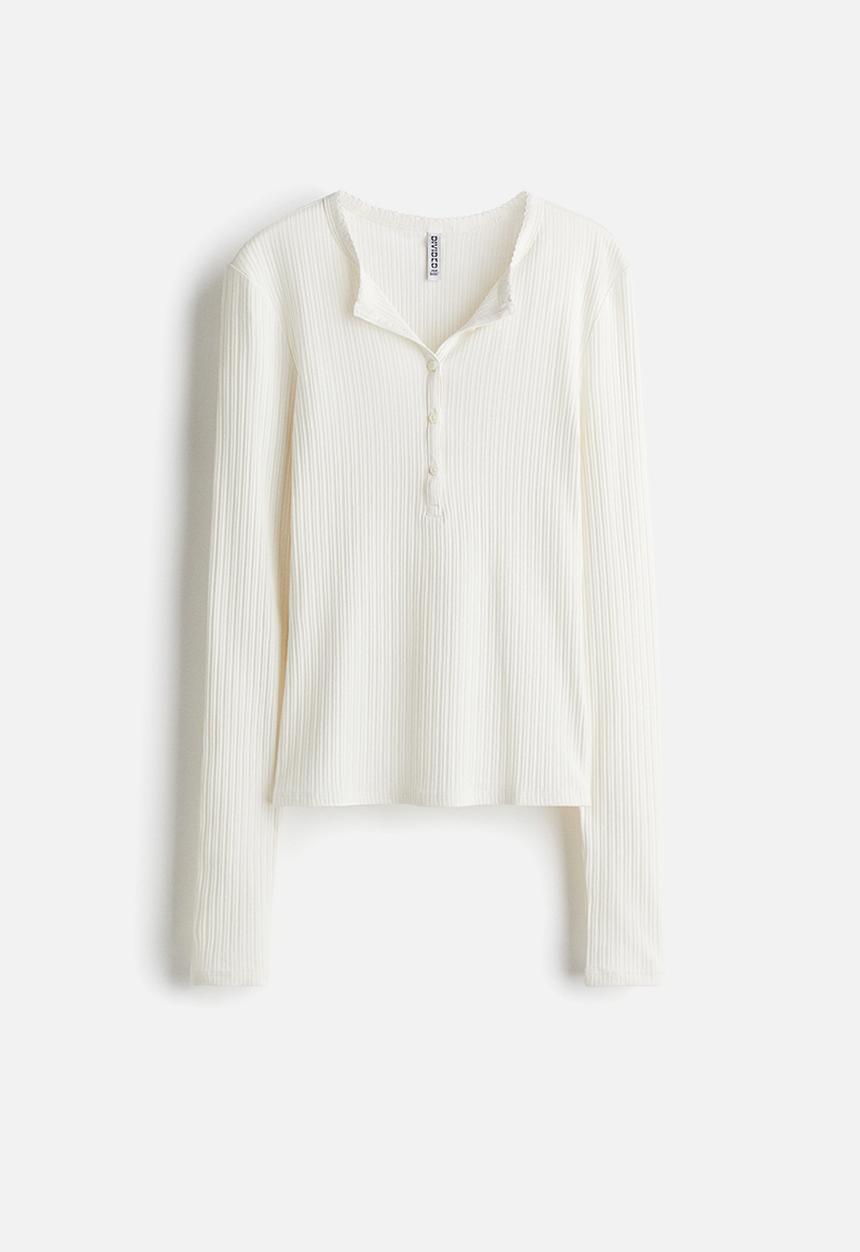 H&M - Ribbed henley top - cream