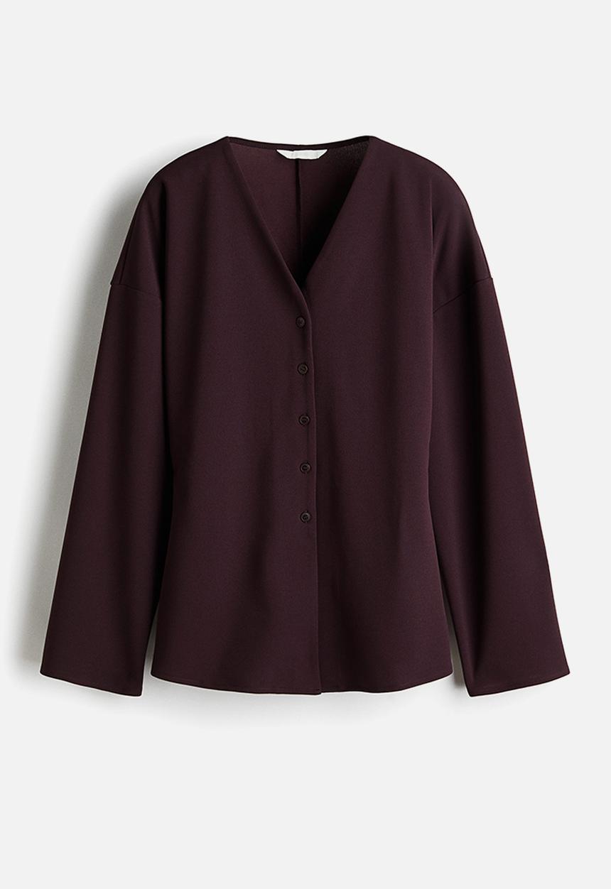 H&M - Button-front top - burgundy