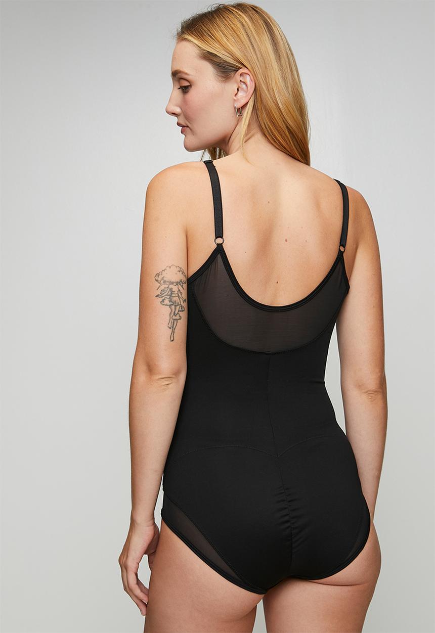 Easy Curves Shapewear - Mesh brief bodysuit shaper - black