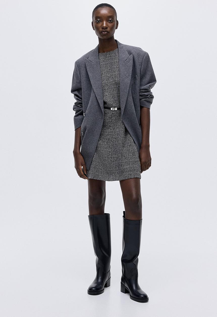 H&M - Belted dress - black marl