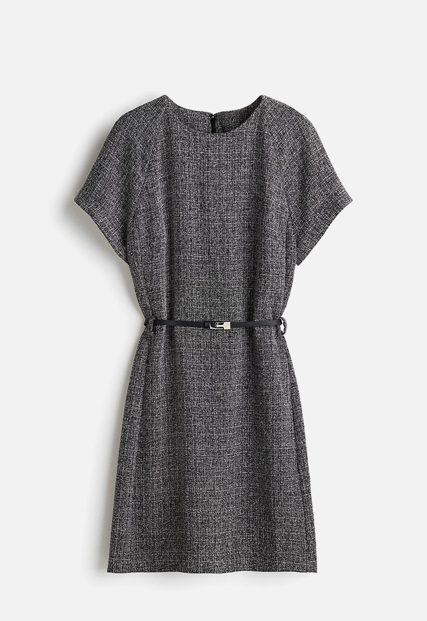 H&M - Belted dress - black marl