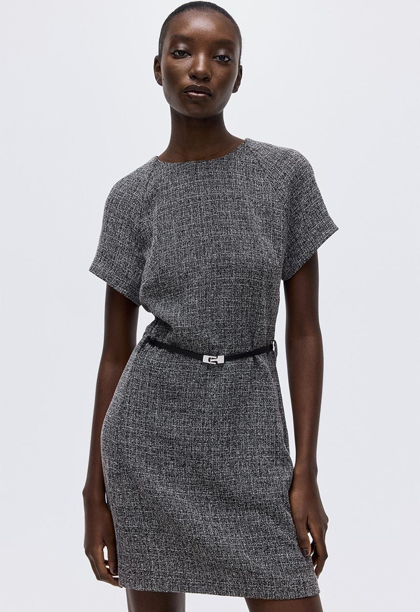 H&M - Belted dress - black marl