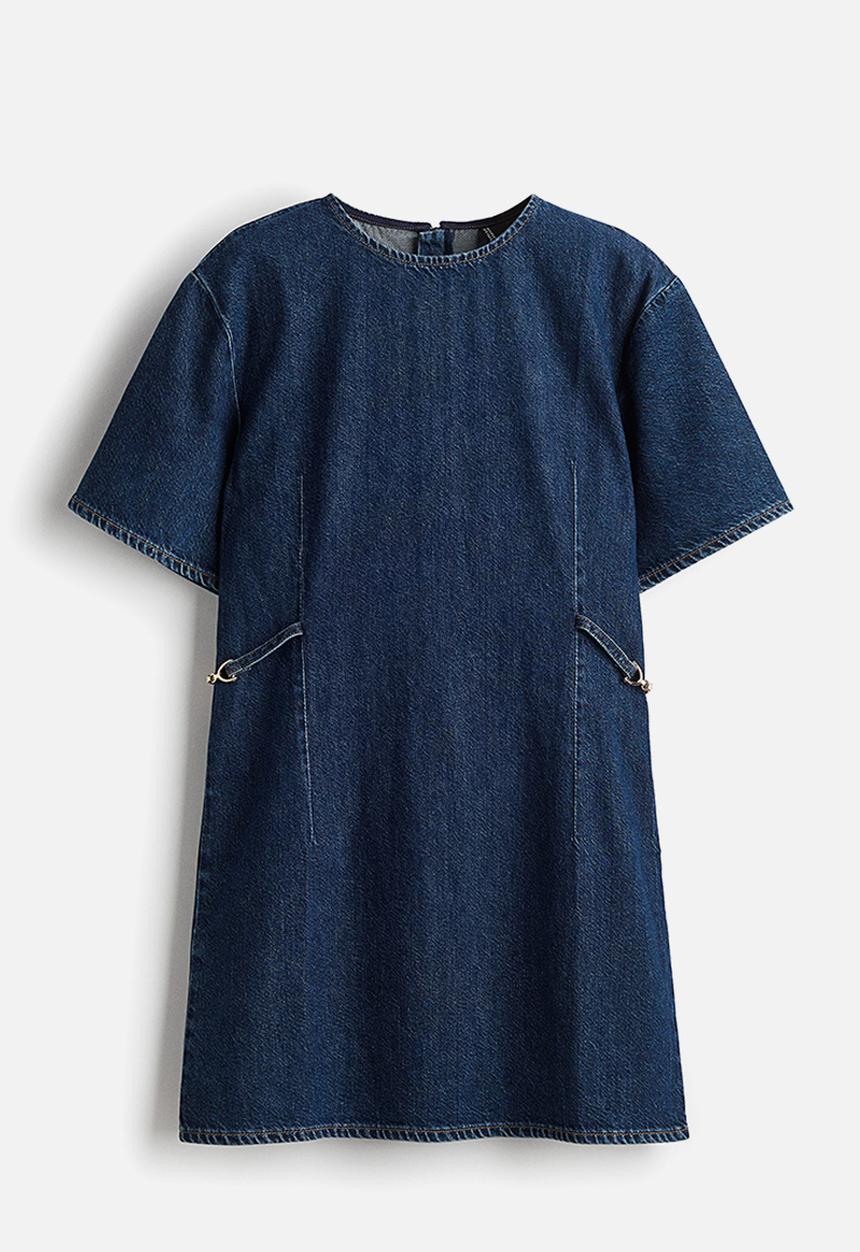 H&M - Buckle-detail denim dress - dark denim blue