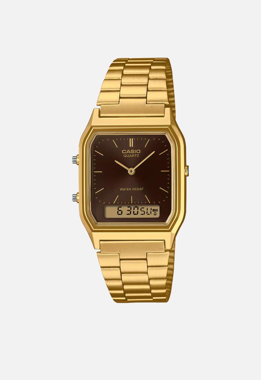 Casio - Retro Anadigi Brown Dial - Gold