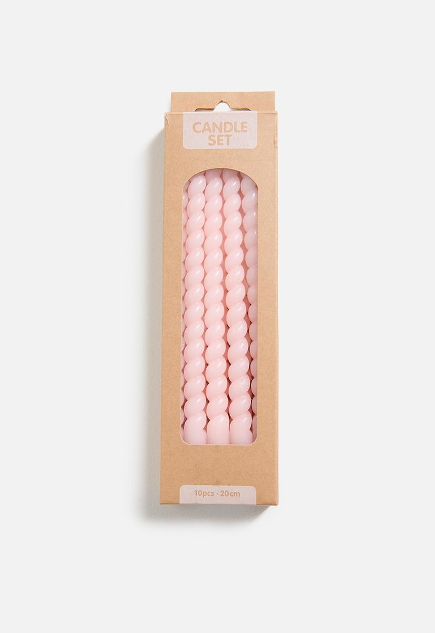 H&S - Twisted 20cm dinner candle set of 10 - Pink