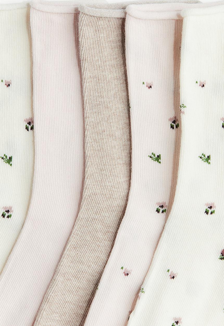 H&M - 5 pack socks - white floral
