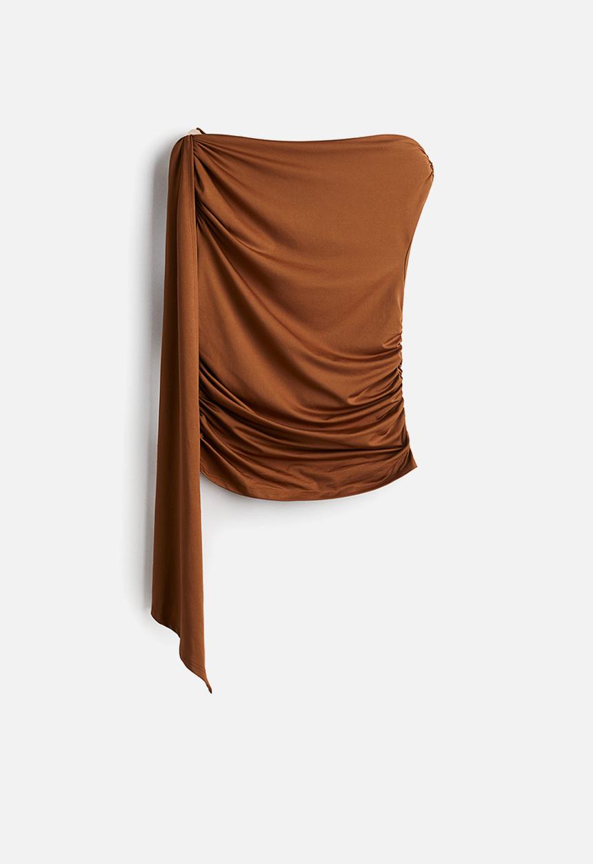 H&M - Draped cold-shoulder top - brown