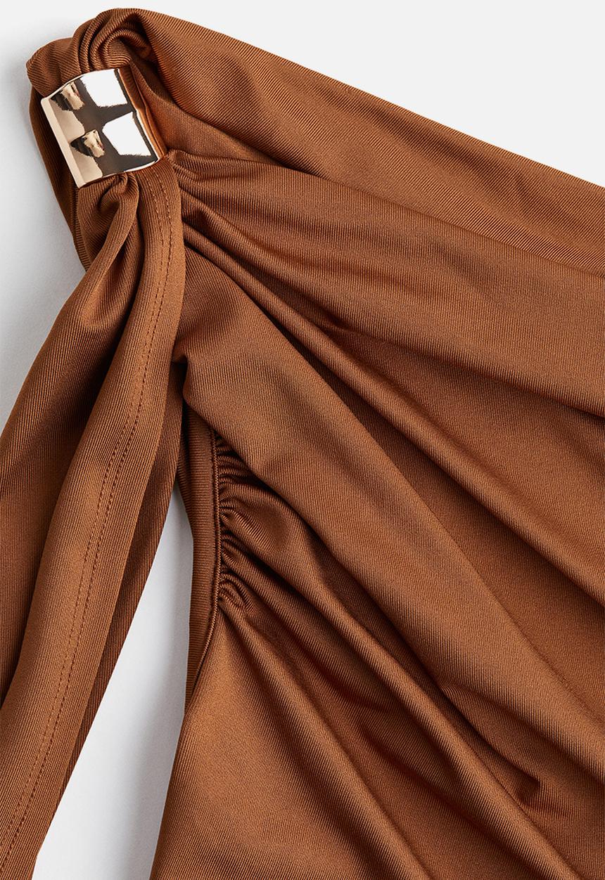 H&M - Draped cold-shoulder top - brown