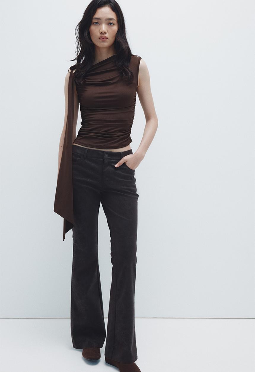 H&M - Draped cold-shoulder top - dark brown