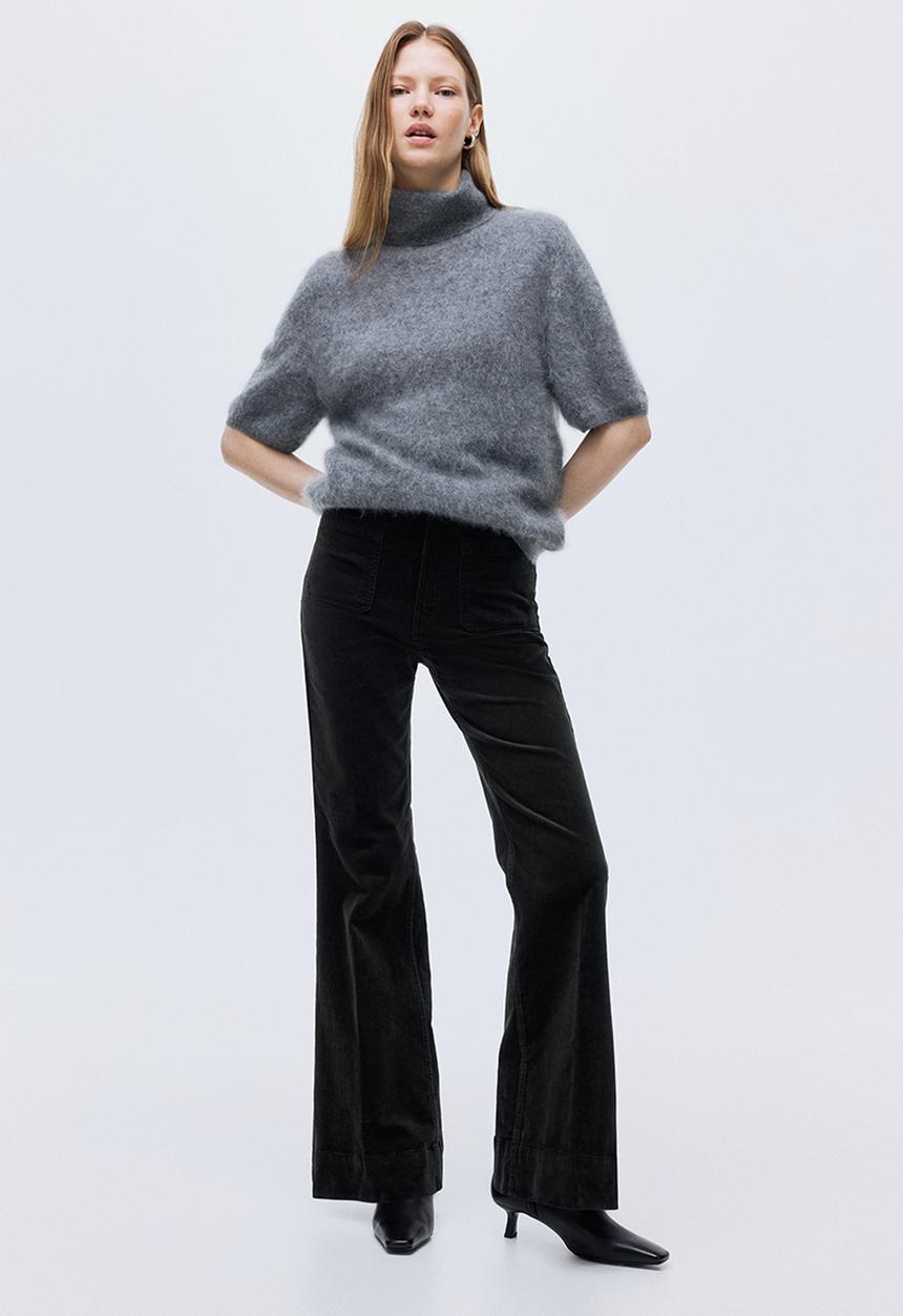 H&M - Flared corduroy trousers - dark green