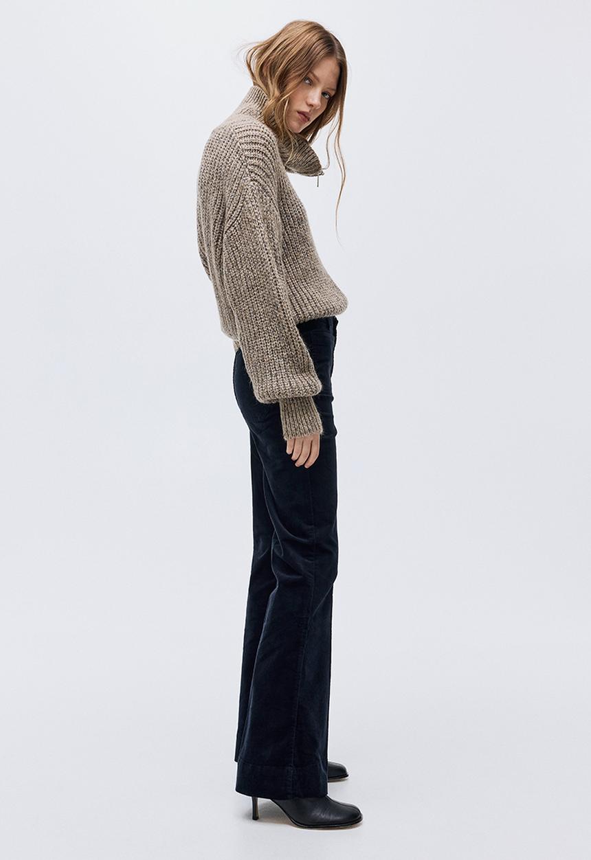 H&M - Flared corduroy trousers - navy blue