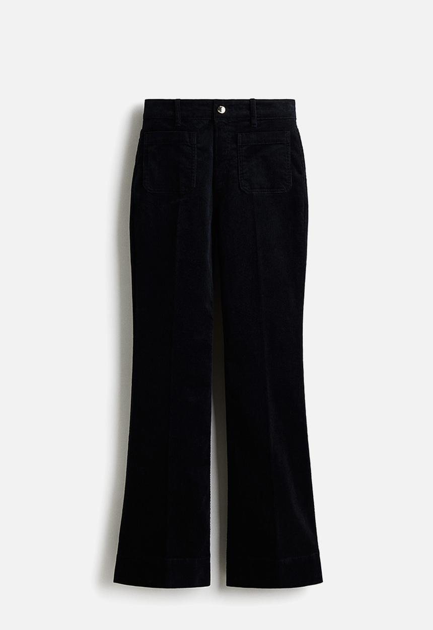 H&M - Flared corduroy trousers - navy blue