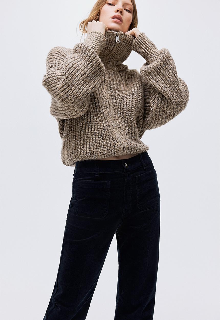 H&M - Flared corduroy trousers - navy blue