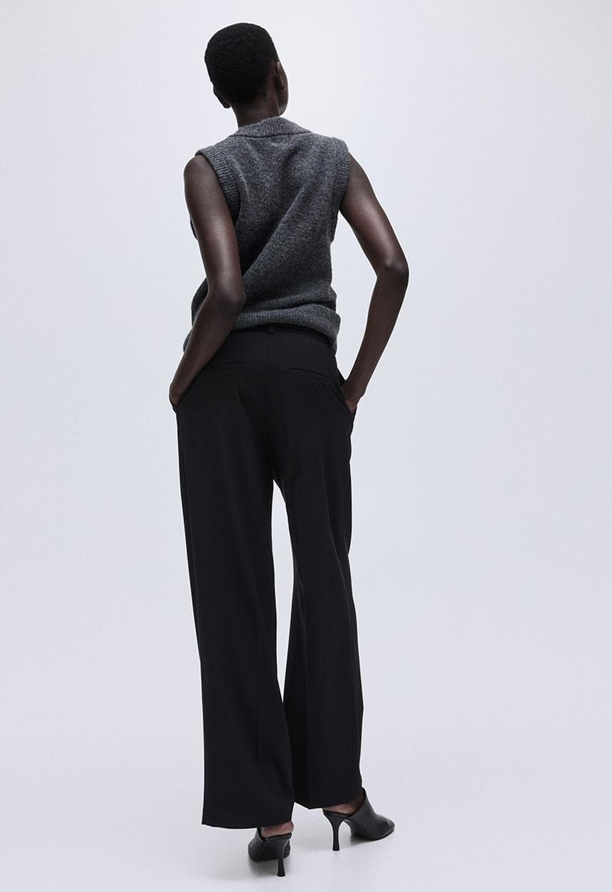 H&M - Wide tailored trousers - black