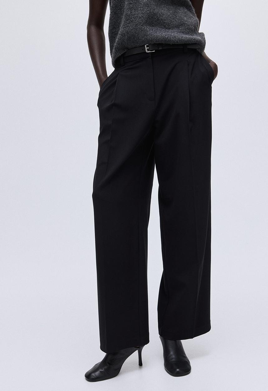 H&M - Wide tailored trousers - black