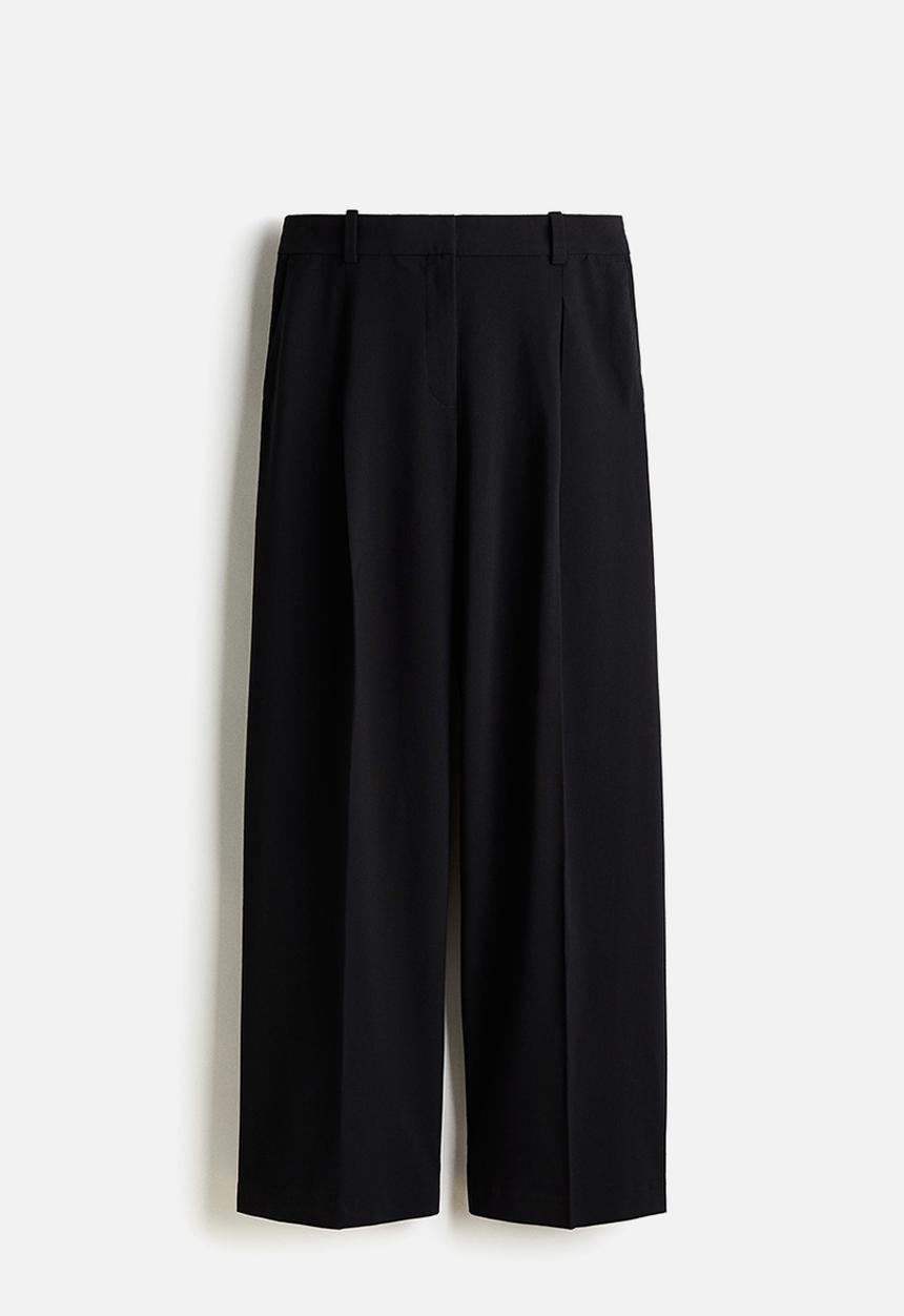 H&M - Wide tailored trousers - black