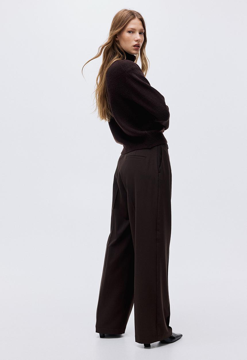 H&M - Wide tailored trousers - dark brown