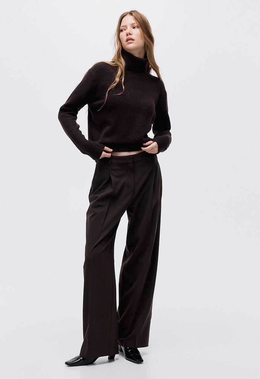 H&M - Wide tailored trousers - dark brown