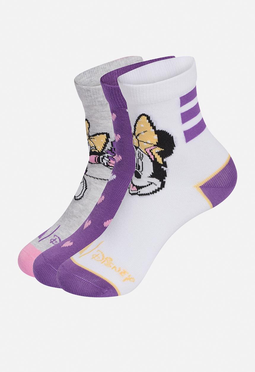 adidas Performance - Disney Minnie Mouse 3 Pack - White/Active Purple/Light Grey Heather