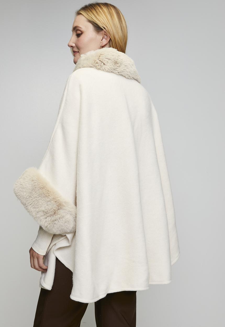 Stella Morgan - Faux Fur Trim Poncho - Ivory