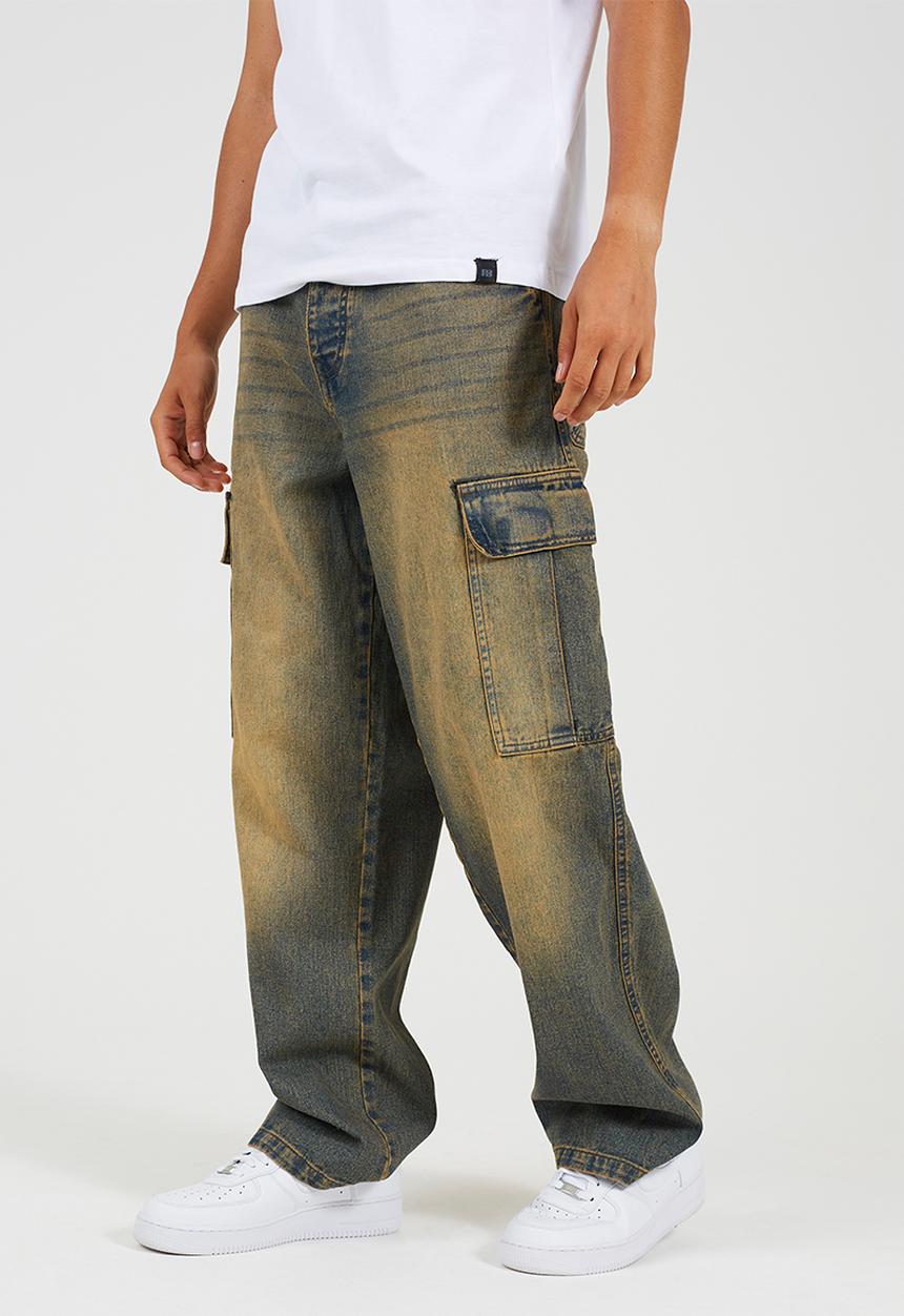 Brave Soul - Cargo Extreme Wide Leg Denim Jean - Vintage Rust Regular Length