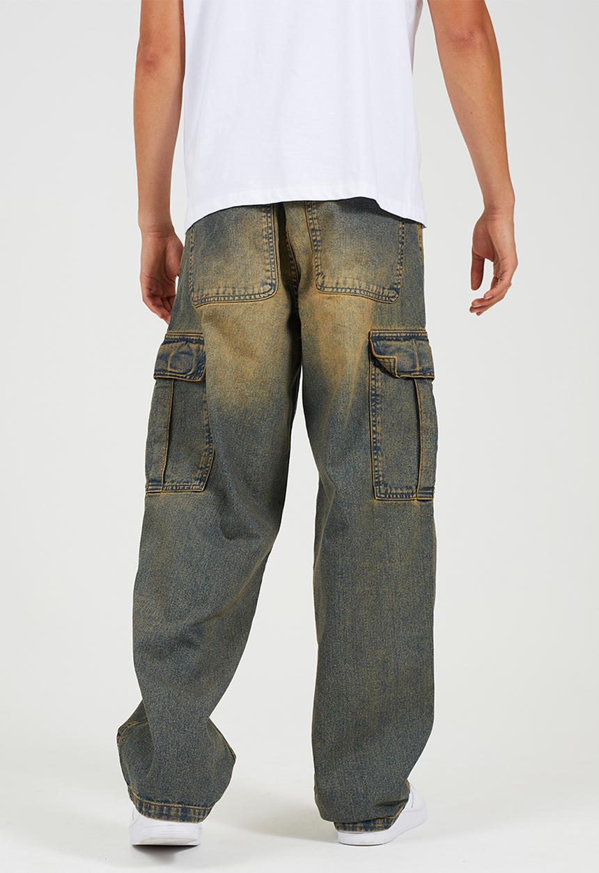 Brave Soul - Cargo Extreme Wide Leg Denim Jean - Vintage Rust Regular Length