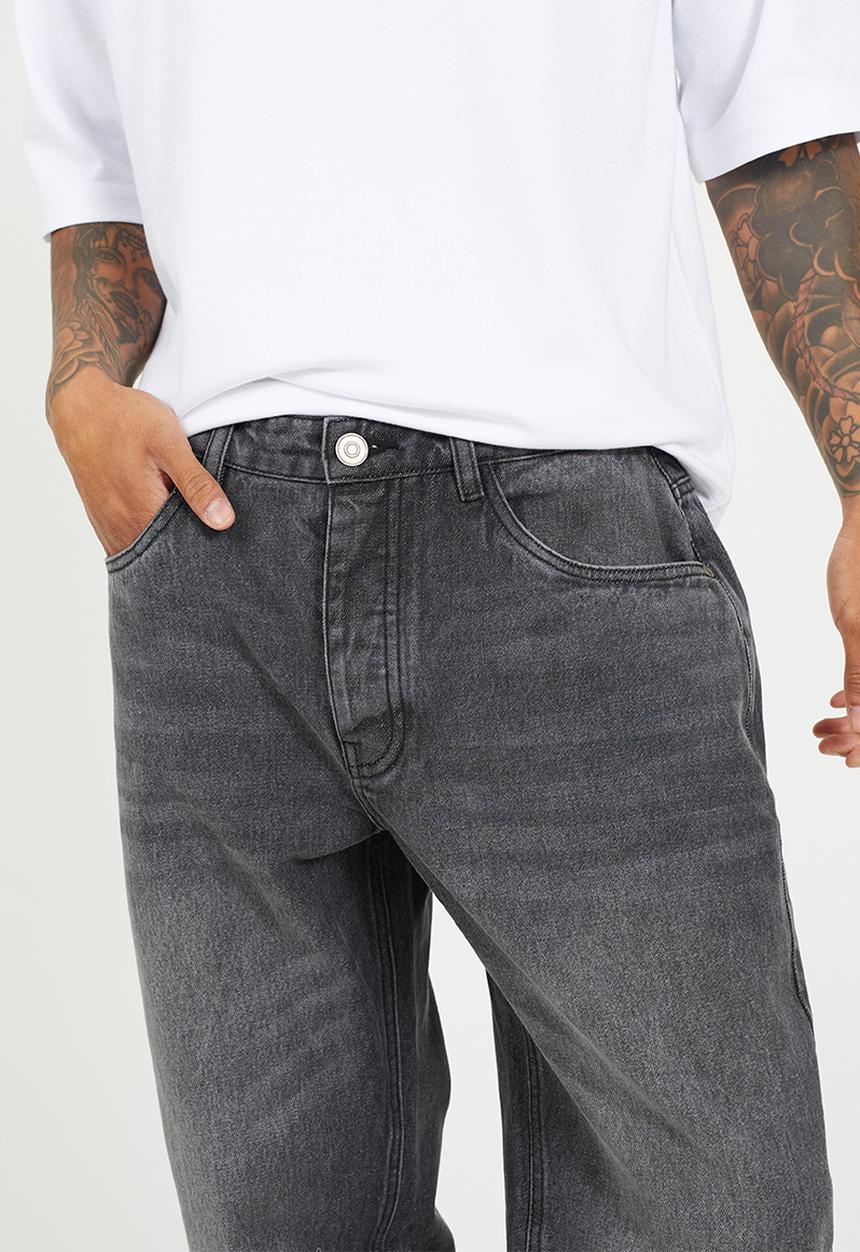 Brave Soul - Wide Fit Denim Jean - Charcoal Wash Long Length