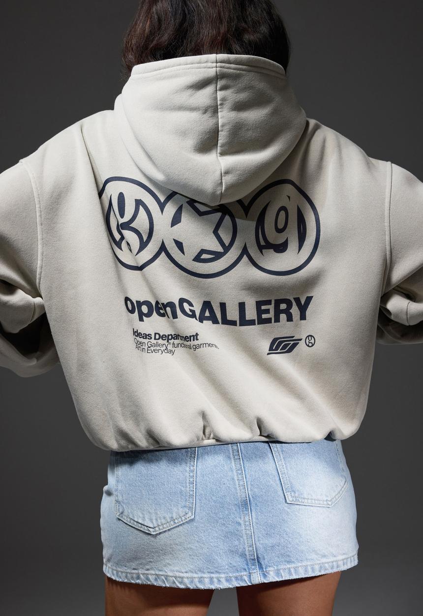 Factorie - Open Gallery Boxy Hoodie - Og Washed Sunbleached Khaki/Triad