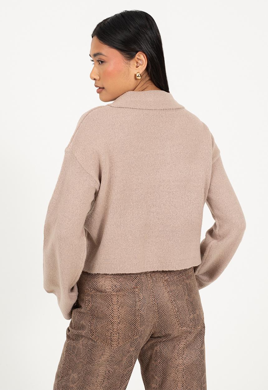 Brave Soul - JumperWith Deep Cuff - Mink Melange