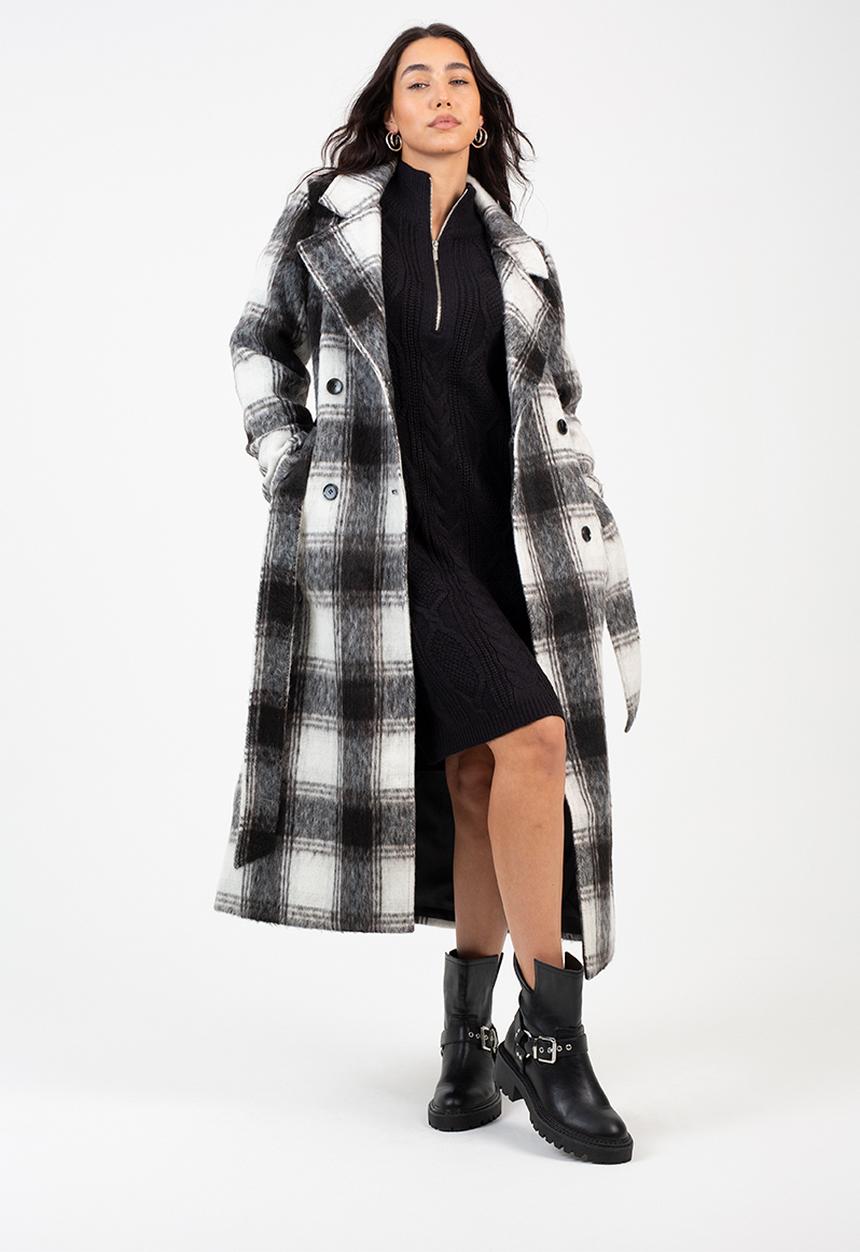 Brave Soul - Half Zip Neck All Over Cable Dress - Black