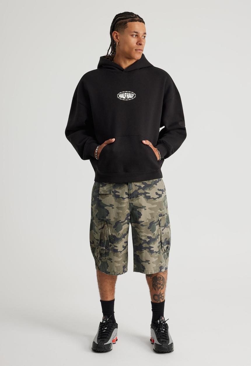 Factorie - Half Half Hoodie - Hh Black/Turbulent