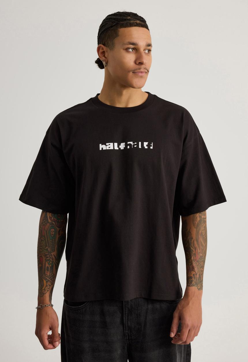 Factorie - Half Half Box Fit Graphic T-Shirt - Hh Black/Fragment Bricks