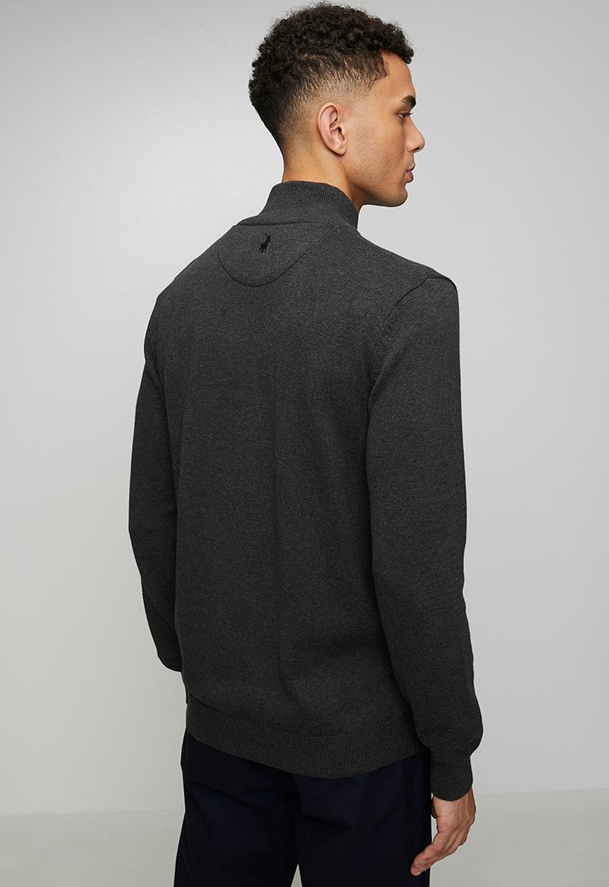 POLO - Torres 3 Button Funnel Neck Knitwear - Charcoal Melange
