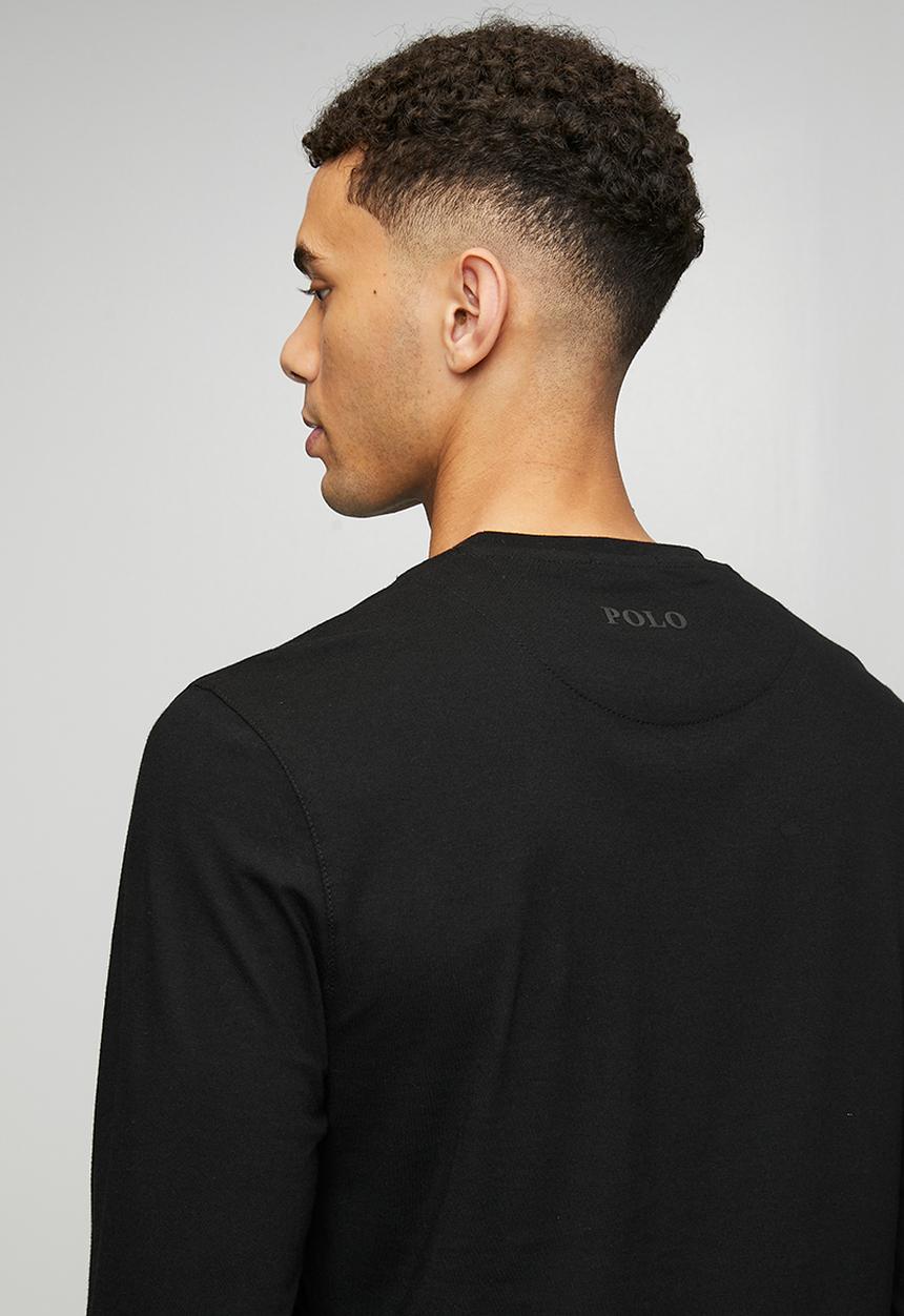 POLO - Paul Essential Badge Long sleeve Tee - Black