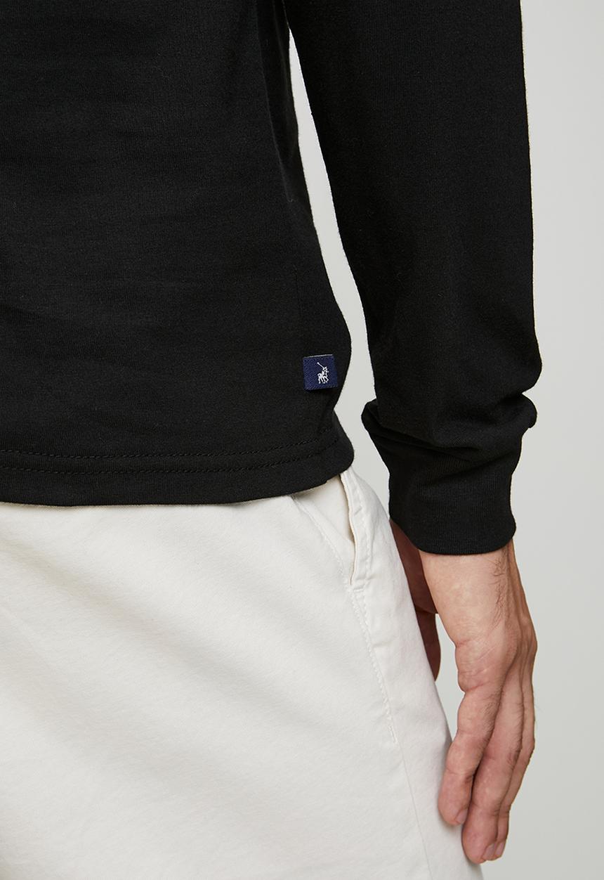 POLO - Paul Essential Badge Long sleeve Tee - Black