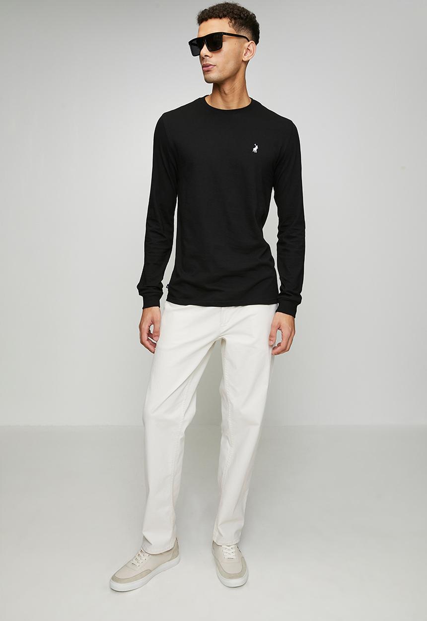 POLO - Paul Essential Badge Long sleeve Tee - Black