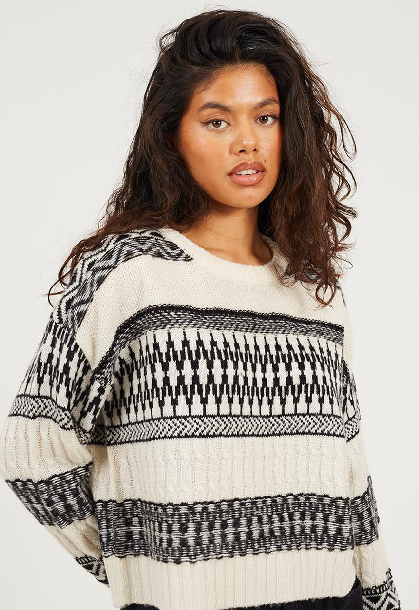 Brave Soul - Oversized Jumper - Cream/Black